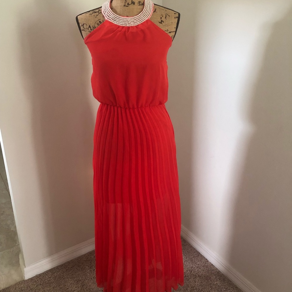 Long red dress